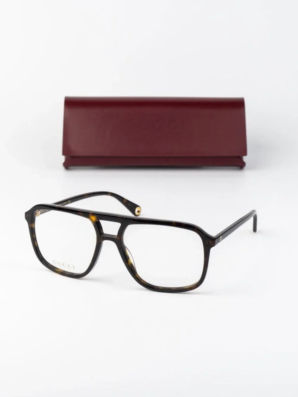 Gucci Men Eyeglasses Havana Pilot GG1078O 003 NEW AUTHENTIC